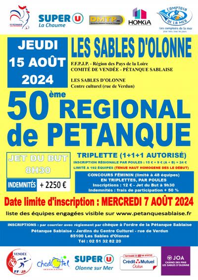 50ème Régional de Pétanque - Les Sables d'Olonne